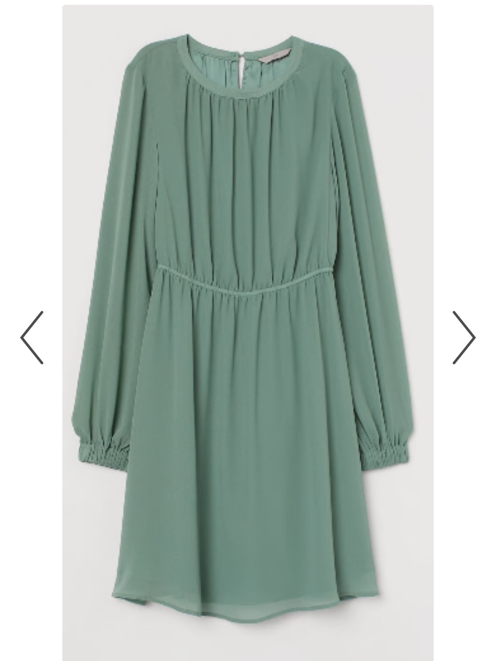 H&M Sage Green Long Sleeve Chiffon Dress